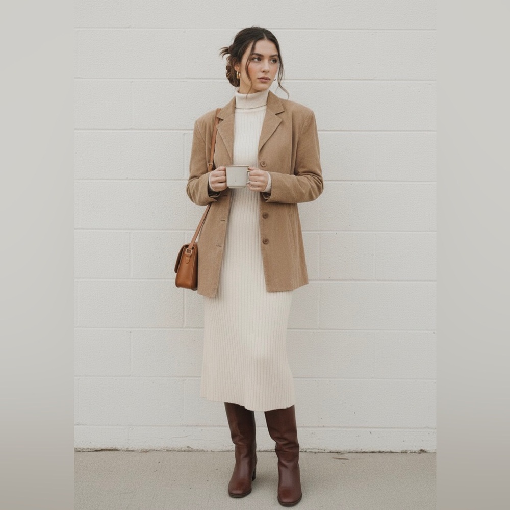 Tan Leather Blazer Size XL Vintage Tailored Classic Heritage Jacket